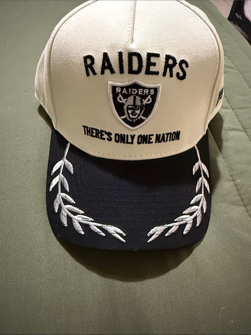 NFL Raiders White and Black Embroidered Cap